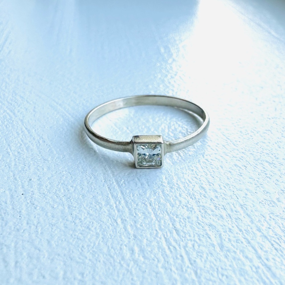 Moissanite Princess Cut 14k White Gold Engagement Ring